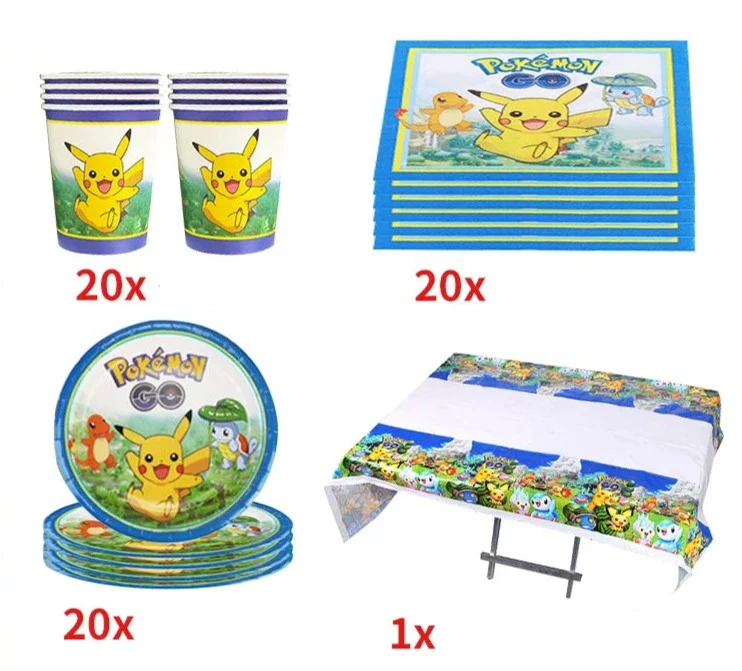 Blaue oder Pinke Pokemon Geburtstagsfeier Party Sets – Image 9